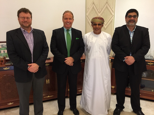 Caltec’s Colin Morrison and Najam Beg with the Minister of Oil and Gas in the Sultanate of Oman, Dr Mohammed bin Hamad Al Rumhy.